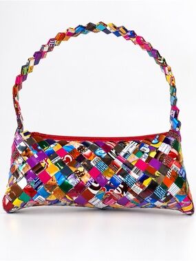 Y2K Colorful Woven Candy Wrapper Multicolor Woven Shoulder Bag